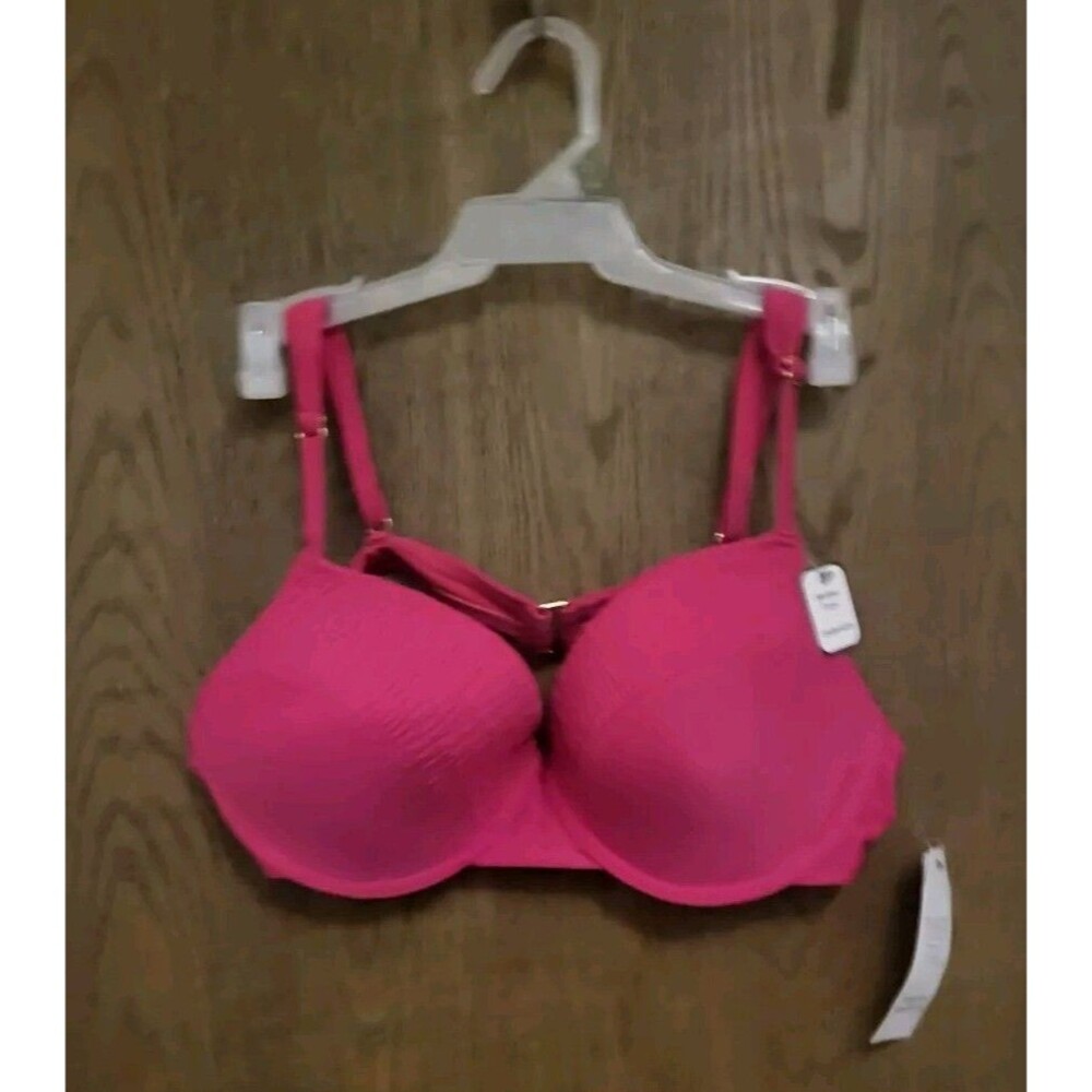 Time & Tru Womens Summer Fuchsia Swim Bikini Top Size XL 16-18